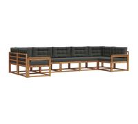 Hothingwell Ensemble de Canapés d'Extérieur 7 pc Naturel et Anthracite | Bois d'acacia massif,dossier lamelle,accoudoirs,assemblage facile,entretien minimal,housse de