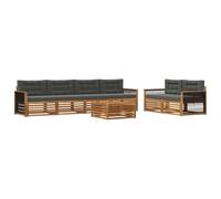 Hothingwell Ensemble de Canapés d'Extérieur 7 pc Naturel et Anthracite | Bois d'acacia massif,finitions laquée,design modulaire,usage extérieur,entretien facile