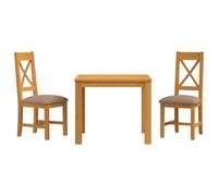 Hothingwell Ensemble de Salle à Manger 3 Pc Gris Bois de Chêne Massif | Poids max 110 kg par siège,coussins mousse,pieds carrés marron,montage tournevis,chiffon humide