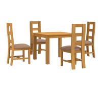 Hothingwell Ensemble de Salle à Manger 5 pc Gris en Chêne Massif | Coussins en mousse, pieds carrés, poids max 110 kg par siège, entretien facile, style contemporain