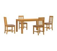 Hothingwell Ensemble Salle à Manger 5 Pièces Gris Bois de Chêne Massif | Chêne massif, coussins mousse, design minimaliste, pieds carrés, entretien facile, montage simple, capacité 110 kg par siège