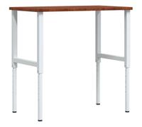 Hothingwell Établi en Bois de Chêne Massif Marron Foncé Rectangulaire | Pied réglable en hauteur,cadre métal enduit de poudre,usage polyvalent en atelier