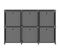 Hothingwell Étagère D'affichage 6 Cubes Et Boîtes Gris 103x30x72,5 Cm Tissu | Cadre en acier,6 compartiments ouverts,boîtes en tissu,autoportante,léger,moderne,salon,chambre,bureau