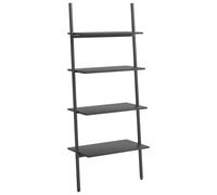 Hothingwell Étagère Inclinée à 4 Niveaux Noir 64x34x150,5 cm | Cadre en acier solide, fixation murale fournie, manuel de montage inclus, usage maison et bureau