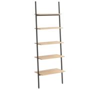 Hothingwell Étagère Inclinée à 5 Niveaux 64x34x185,5cm Marron Clair et Noir | Cadre en acier solide, 5 niveaux, fixation murale fournie, manuel de montage inclus