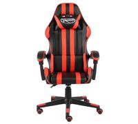 Hothingwell Fauteuil Gaming Inclinable Similicuir Noir Rouge | Hauteur Reglable, Pivotant 360 Degres, 5 Roulettes, Capacite 110 kg