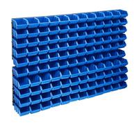 Hothingwell Kit de 128 bacs de Stockage et Panneaux muraux Bleu et Noir | 8 panneaux muraux,120 boîtes étiquetables,boîtes empilables,montage mural garage