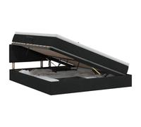 Hothingwell Lit avec Rangement et Matelas Noir 180 x 200 cm Velours | Mécanisme hydraulique, cadre bois d'ingénierie, structure métal, tête de lit polyester, matelas mi-ferme