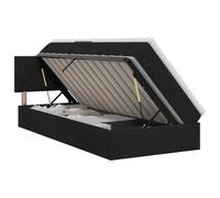 Hothingwell Lit avec Rangement et Matelas Noir 90 x 190 cm Velours | Mécanisme hydraulique, sommier à lattes, cadre métal, tête de lit polyester, matelas mi-ferme