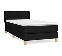 Hothingwell Lit Complet avec Sommier Et Matelas Noir 90x190 Cm | Tissu Respirant, Tête De Lit Réglable, Ressorts Ensachés, Soutien Mi-Dur, Protège-Matelas Doux