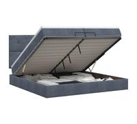Hothingwell Lit Ottoman avec Matelas Gris Foncé 200 x 200 cm Velours | Rangement caché, tête de lit réglable 78-88 cm, ressorts ensachés, sommier à lattes inclus, housses lavables