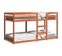 Hothingwell Lit Superpose sans Matelas Pin Massif 80x200 cm | Design compact pour espaces limites, garde-corps de securite, lattes de contreplaque, couleur cire marron