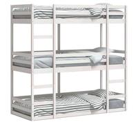 Hothingwell Lit Superpose Triple 90x190 cm Bois Pin Massif | Barrieres Securite 4 Cotes, Echelle Pratique, Sommier Lattes Inclus, Convertible en Lits Simples