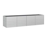 Hothingwell Lit Surélevé De Jardin 320x80x77 Cm Acier Galvanisé Argenté | Acier galvanisé robuste, fond ouvert, bon drainage, terre herbe béton, fleurs légumes herbes, patio cour balcon