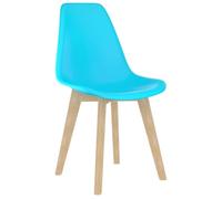 Hothingwell Lot de 2 Chaises à Manger Bleu Plastique Polypropylène | Dossier courbé ergonomique,pieds bois de hêtre,assise confortable,style minimaliste,entretien facile