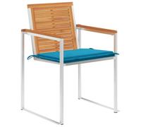 Hothingwell Lot de 8 Chaises de Jardin en Bois d'Acacia avec Coussins | Bois d'acacia massif,acier inoxydable,usage extérieur,jardin,patio,salle à manger,coussins inclus