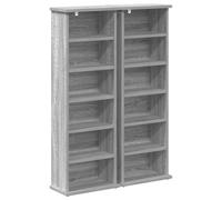 Hothingwell Meuble CD 2 pièces Gris Sonoma 60x17x92 cm Bois d'ingénierie | Étagères ajustables, fixation murale incluse, design moderne, entretien simple, rangement polyvalent pour CD et DVD