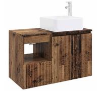 Hothingwell Meuble Salle de Bain 2 Pièces Bois d'Ingénierie Design Mural | Bois d'ingénierie durable, finition lisse, portes charnières, rangement spacieux, installation murale, personnalisable avec