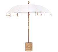 Hothingwell Parasol Balinais avec Base en Coton et Teck Massif 250 cm