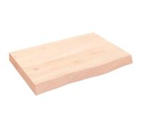 Hothingwell Plan de Travail Salle de Bain Chêne Massif 60x40 cm Non Traité | Bord vivant, fabrication artisanale, surface à personnaliser, bois naturel marron, grain dense, adapté vasque et meuble