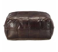 Hothingwell Pouf en Cuir Véritable de Chèvre Marron Foncé 60 x 60 x 30 cm | Rembourrage coton, assise confortable, teinte chaleureuse, design polyvalent, usage salon ou chambre