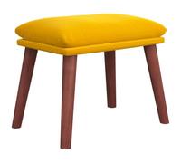 Hothingwell Repose-Pied Velours Jaune Moutarde 45x29,5x35 cm Bois | Tabouret multifonctionnel, pieds bois hévéa, toucher doux, siège d'appoint, salon, fauteuil, déco moderne