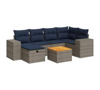 Hothingwell Salon De Jardin 7 Pcs Gris Resine Tissee avec Coussins | Rangement sous siege avec sac etanche, Pouf repose-pieds polyvalent, Housse amovible lavable, Cadre acier robuste