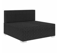 Hothingwell Siège Central Sectionnel en Résine Tressée Noir avec Coussins | Chaise sans accoudoirs, cadre acier enduit poudre, coussins amovibles, usage extérieur quotidien, rotin modulaire