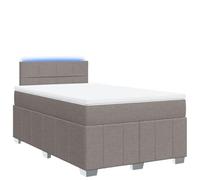 Hothingwell Sommier à Lattes avec Matelas Taupe 120x190 cm Tissu | Ressorts ensachés,éclairage LED réglable,surmatelas amovible lavable,tissu polyester respirant,USB 5V