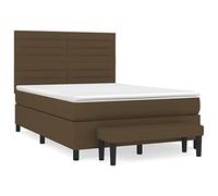 Hothingwell Sommier à Lattes de Lit avec Matelas Marron Foncé 140x190 cm | Tête de lit réglable en hauteur, ressorts ensachés, soutien moyen-dur, banc de bout de lit, manuel de montage inclus