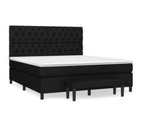Hothingwell Sommier Lattes Lit avec Matelas Noir 160x200 cm | Tête Réglable, Ressorts Ensachés, Support Mi-Dur, Banc Multifonctionnel