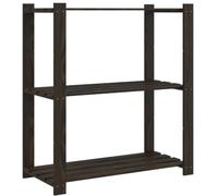 Hothingwell Support de Rangement 3 Niveaux Noir 80x38x90 cm Bois pin | Bois de pin massif, grain droit, aspect rustique, fixation murale fournie, usage domestique et professionnel