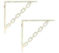 Hothingwell Supports d'étagère Murale 2 pc Blanc Que 21 x 21 x 3.5 cm | Acier solide, double usage équerre ou crochet, trous pré-percés, intérieur extérieur, salon cuisine couloir terrasse jardin