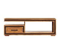 Hothingwell Table Basse 100x45x33 cm Bois d'Acacia Massif | 1 compartiment, 1 tiroir, finition toucher miel, bois dur aux beaux grains, espace de rangement, décor intérieur