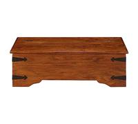 Hothingwell Table Basse Bois d'Acacia Massif Finition Miel 110x55x35cm | Style rétro, structure vintage, une porte relevable, rangement facile, bois dur aux beaux grains, aspect intemporel