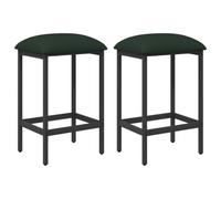 Hothingwell Tabouret de Bar 2 pièces Vert foncé 40 x 32 x 64 cm | Siège en tissu, cadre en acier galvanisé, bois d'ingénierie, pieds réglables, repose-pieds, style minimaliste