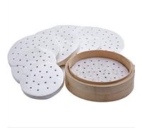 Hothotgirl Lot de 250 feuilles de papier Dim Sum comme support pour vapeur en bambou, friteuse à air chaud, cuiseur à vapeur Airfryer Liners, anti-adhésif, papier sulfurisé rond perforé (28 cm)