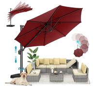 Hotime Grand parasol de patio déporté en aluminium - Amélioration et intensification - Avec rotation à 360° et 5 angles de réglage - Parasol déporté carré en aluminium pour patio, jardin, terrasse