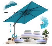 Hotime Grand parasol de patio déporté en aluminium - Amélioration et intensification - Avec rotation à 360° et 5 angles de réglage - Parasol déporté carré en aluminium pour patio, jardin, terrasse