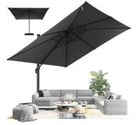 Hotime Parasol 3x3m Parasol de Patio Déporté Extérieur en Aluminium, Réglable en 5 Hauteurs, Imperméable et Anti-UV, Parfait pour Piscine, Terrasse, Usage Professionnel, Gris