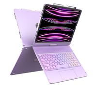 HOTLIFE Étui avec clavier pour iPad Air 13" 2024, étui avec clavier tactile pour iPad Pro 12,9" (4{^>e<^} génération 2020/3{^>e<^} génération 2018) - Protection à 360° avec porte-crayon