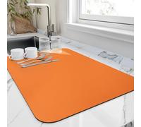 HotLive Tapis égouttoir pour comptoir de cuisine, résistant à la chaleur avec dos en caoutchouc antidérapant, tapis d'égouttage super absorbant, facile à nettoyer, orange, 40,6 x 50,8 cm