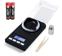 Hotloop Balance de Precision Milligrammes 50 x 0.001g Mini Balance de Bijoux Professionnelle, Balance de Cuisine avec étui, Pince à épiler, Plateau de Pesée, Format de Poche, Batterie Incluse