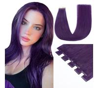 HotLulana Purple Extension Bande Adhesive Cheveux Naturel Remy Extensions Bande Adhesive Cheveux Coloured Soft Naturels Skin Weft Tape Ins Real Adhesive Cheveux Extension 10pcs 25g 20Pouces/50cm.