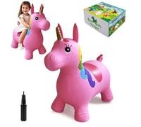 HotMax Cheval rebondissant, licorne rose, animal rebondissant en peluche pour tout-petits, licorne à emmailloter sur caoutchouc, jouet sautant en caoutchouc, cadeau de premier anniversaire pour bébé