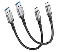HOTNOW Android Auto USB câble 30cm Lot de 2, court 0.3m carplay USB C câble avec usb3.1 10gbps synchronisation de données et 3A charge rapide pour iPhone 15 Galaxy S25, SSD