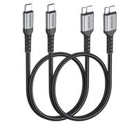 HOTNOW Câble de disque dur 10Gbps Micro B vers USB C 50cm 2 pièces, câble de disque dur externe USB C vers Micro B compatible avec iPhone 17/16, MacBook, Seagate, WD, Western Digital, LaCie, Toshiba