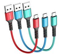 HOTNOW Câble Micro USB 30cm Pack de 3, 0.3m Court Câble Android Tressé Cordon de Charge Rapide pour Samsung Galaxy S7 S6,Note 5,PS4,Power Bank et Plus