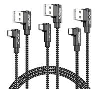 HOTNOW Câble Micro USB Angle Droit 1M Lot de 3, 90 degrés USB à Micro USB tressé à haute vitesse cordon de charge rapide compatible avec Kindle, PS4, E-Reader, Galaxy S7 S6, MP3, Sony