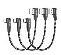 HOTNOW Câble Micro USB Angle Droit court [15CM/0.15m,Lot de 3], 3A 90 degrés Câble USB vers Mirco USB de nylon de charge rapide compatible avec Kindle Fire, Galaxy S7 S6 A7, LG, Moto, Power Bank